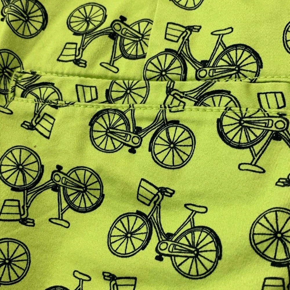 Crown & Ivy Green Bicycle Print Chino Shorts Women’s 8 Preppy Stretch Summer - Picture 8 of 8